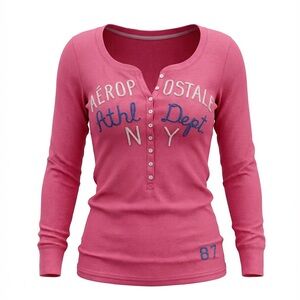 Aeropostale Pink Graphic Long Sleeve Tee